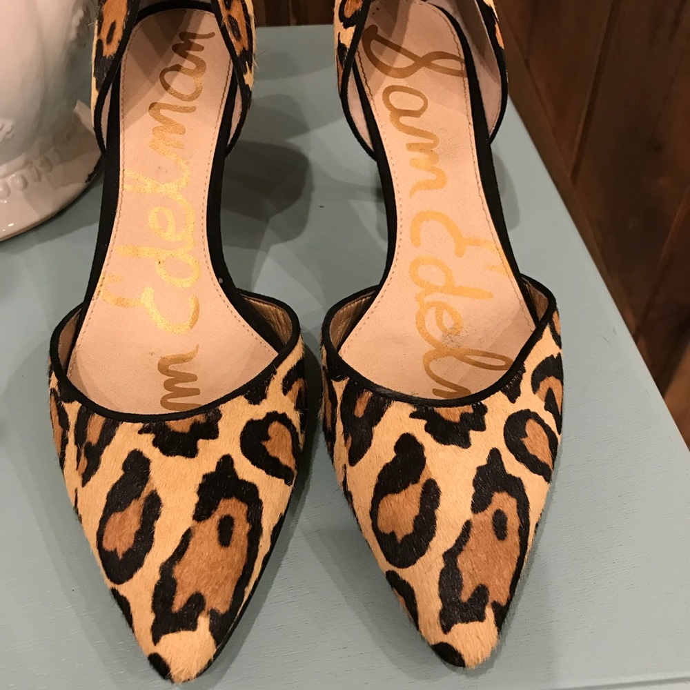 Women’s Leopard Fur 9 3” Sam Edelman Heels